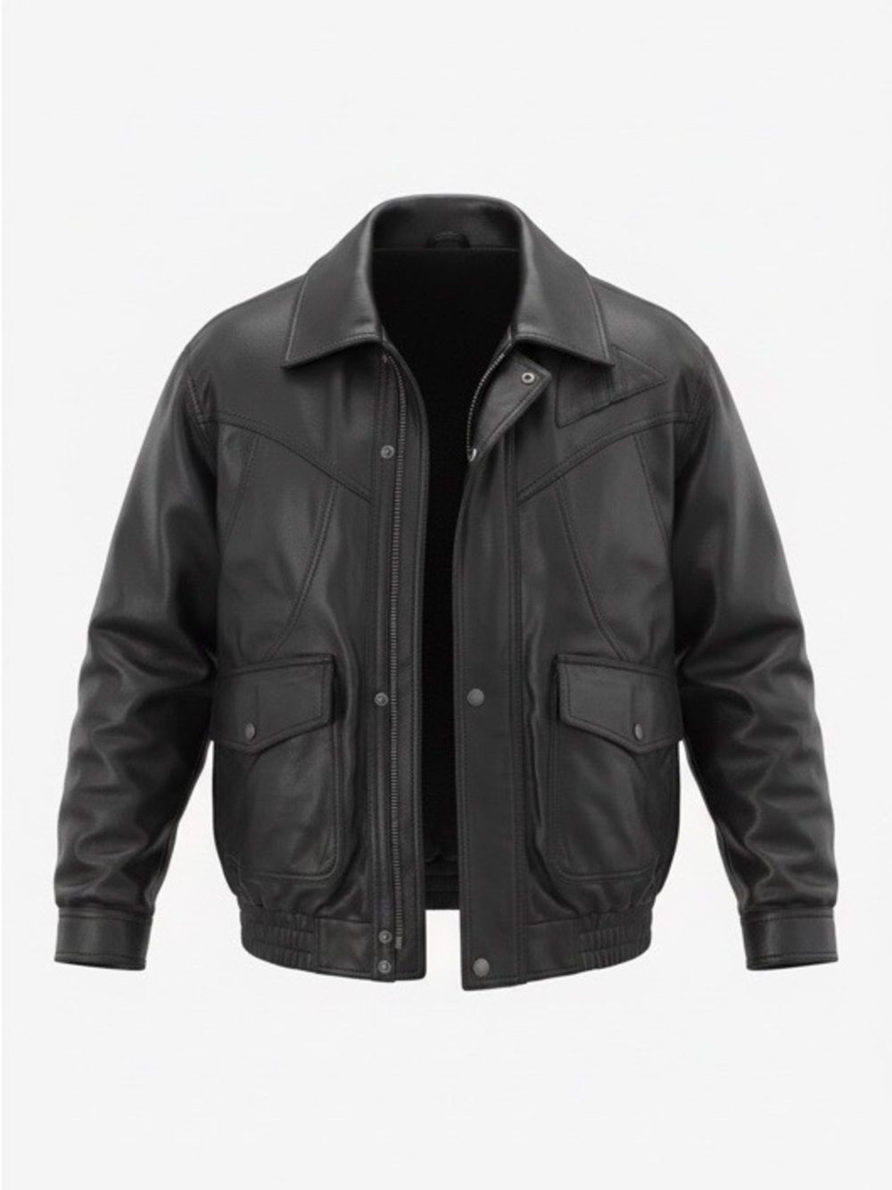 Women’s Black Leather Bomber Jacket